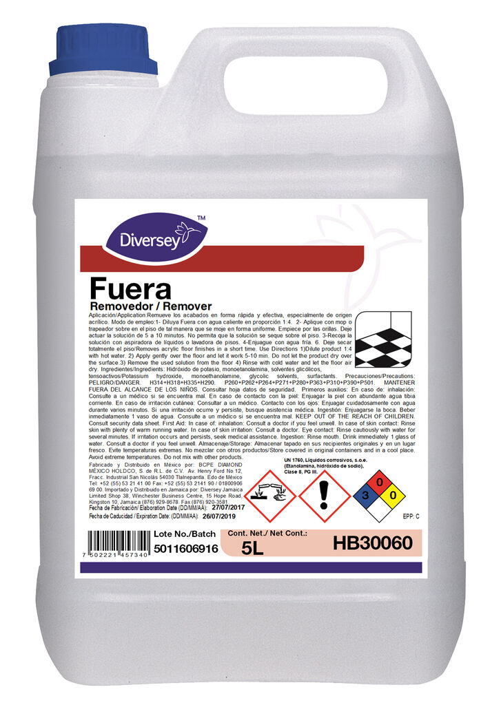 FUERA 4x5L - Removedor alcalino de acción rápida para acabados de piso